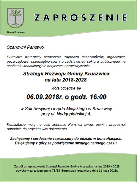 Zaproszenie na I spotkanie konsultacyjne